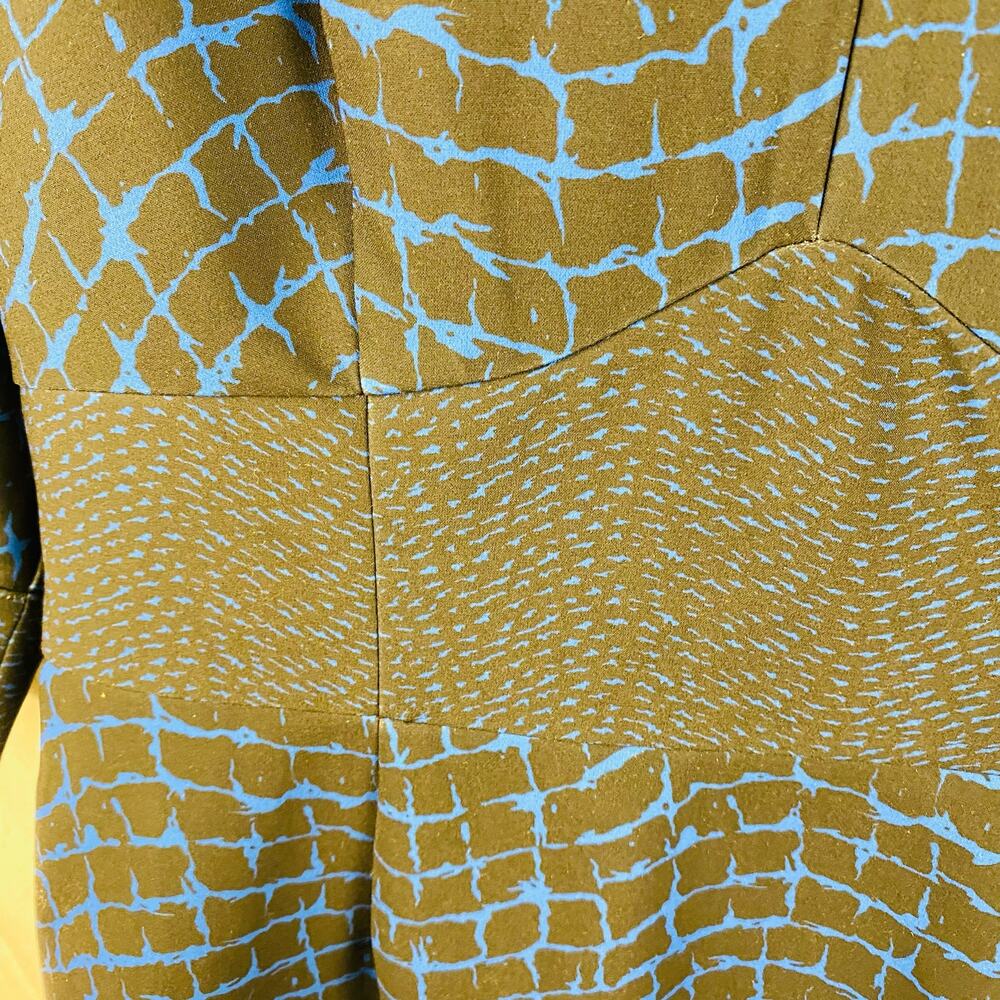 J. Peterman Black &‎ Blue Patterned Knee Length Career Dress 12 Office Modest - Picture 3 of 6